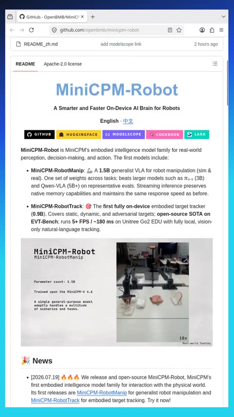 Video preview for openbmb/minicpm-robot