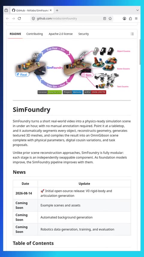 Video preview for nvlabs/simfoundry