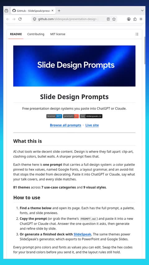 Video preview for slidespeak/presentation-design-prompts