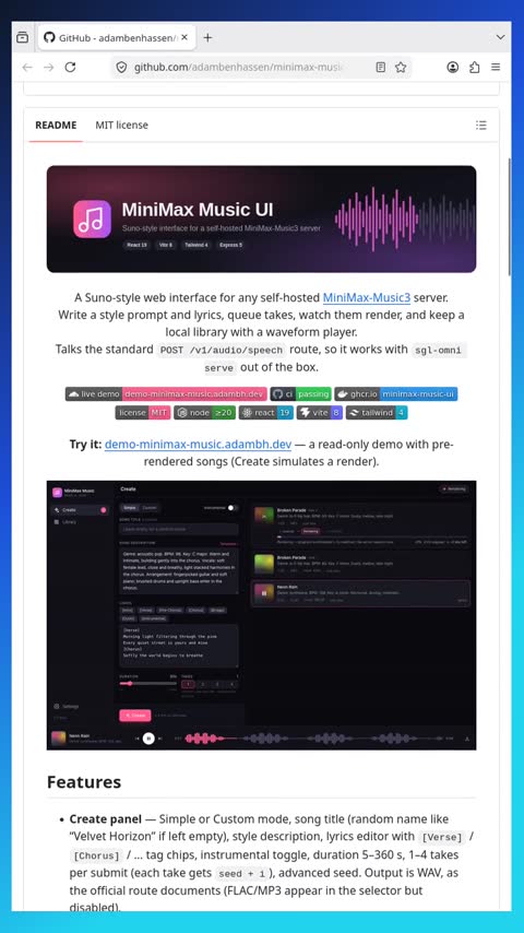 Video preview for adambenhassen/minimax-music-ui