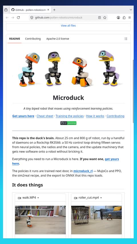 Video preview for pollen-robotics/microduck