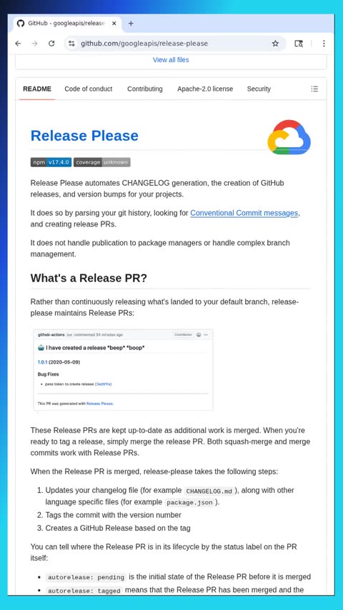 Video preview for googleapis/release-please