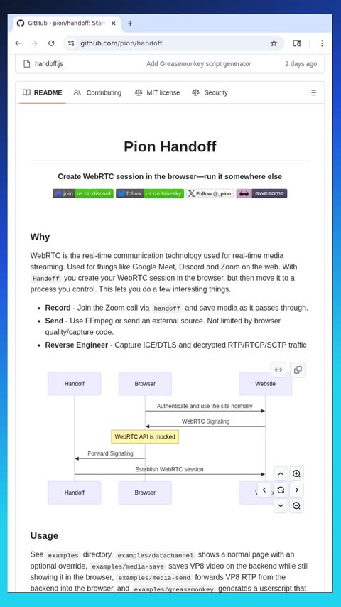 Video preview for pion/handoff
