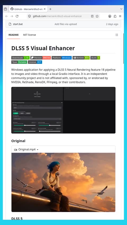 Video preview for merserk/dlss5-visual-enhancer
