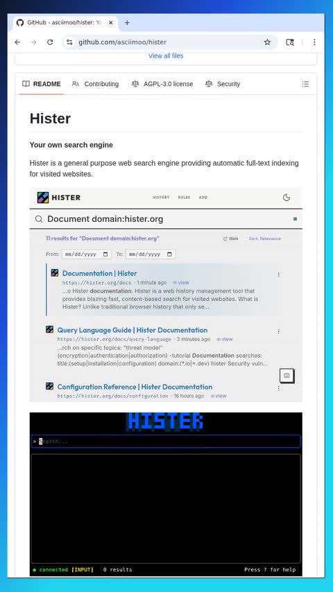Video preview for asciimoo/hister