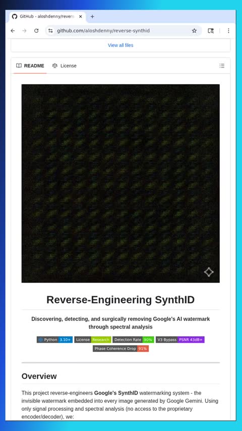 Video preview for aloshdenny/reverse-synthid