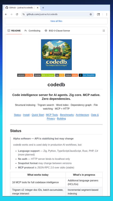 Video preview for justrach/codedb