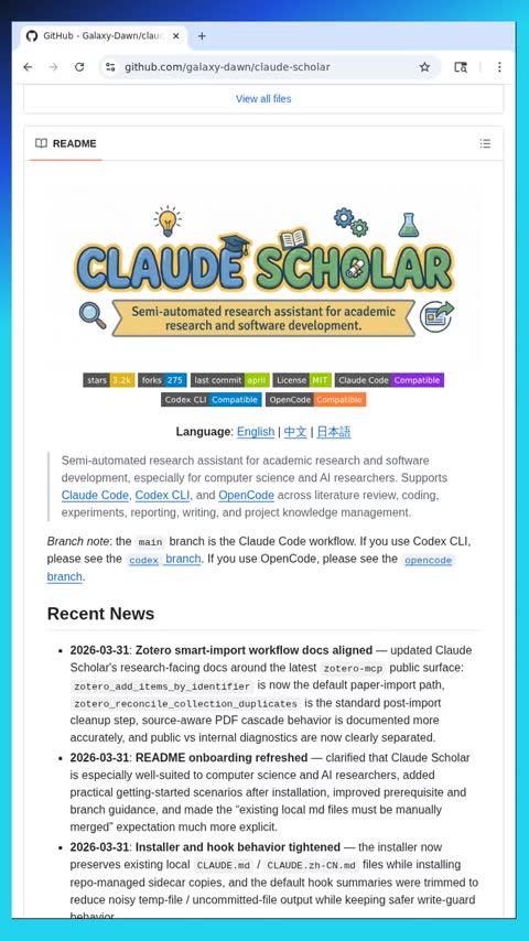Video preview for galaxy-dawn/claude-scholar
