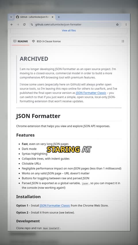 Video preview for callumlocke/json-formatter