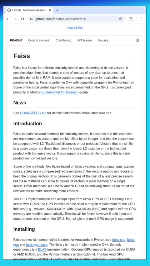 Video preview for facebookresearch/faiss