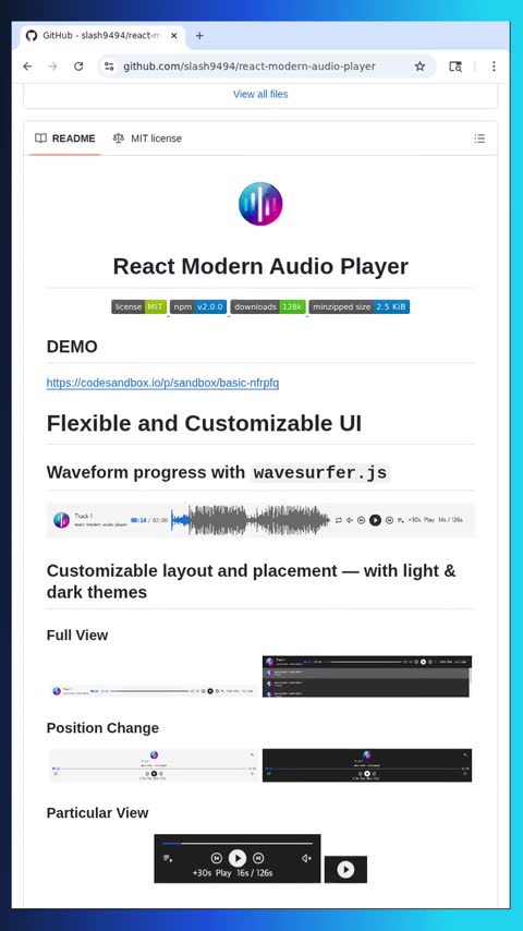 Video preview for slash9494/react-modern-audio-player