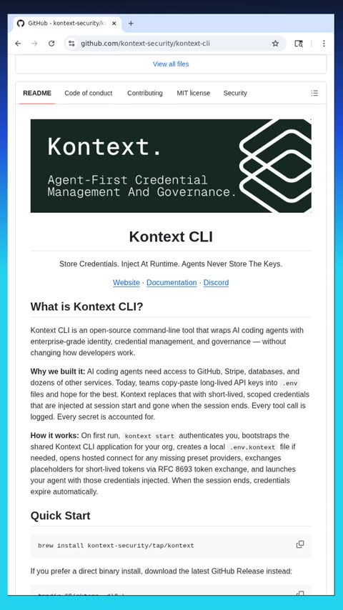 Video preview for kontext-security/kontext-cli