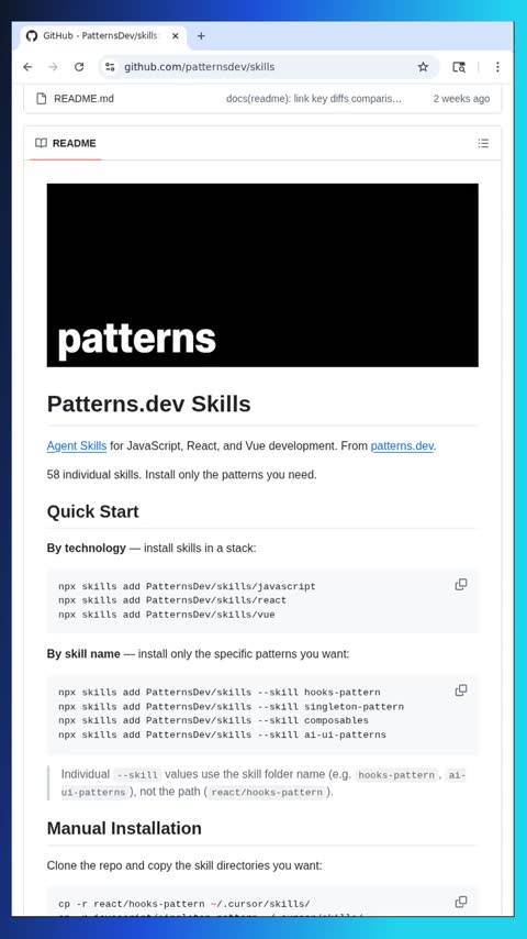 Video preview for patternsdev/skills