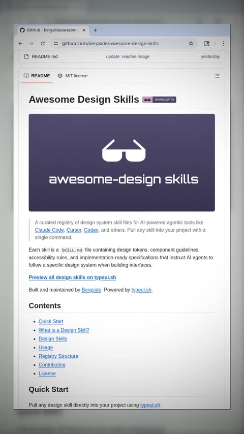 Video preview for bergside/awesome-design-skills