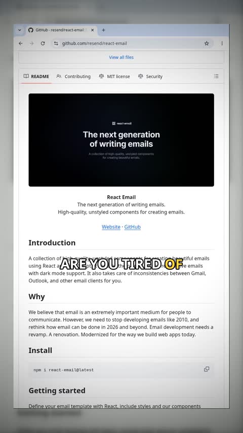 Video preview for resend/react-email